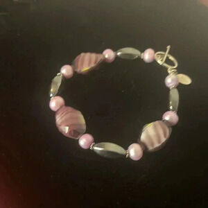 Vintage  Donna Dressler Amethyst Murano, hematite and pink pearl Bracelet